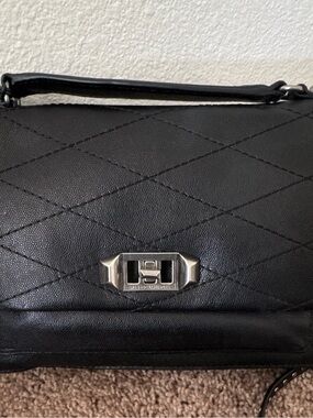 Rebecca Minkoff Black Quilted Leather Shoulder Bag with Silver Hardware